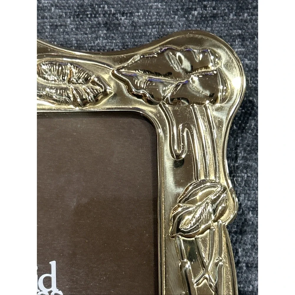 Vintage LEGO Solid Brass 3.5x5 Floral Art Nouveau Picture Frame Korea